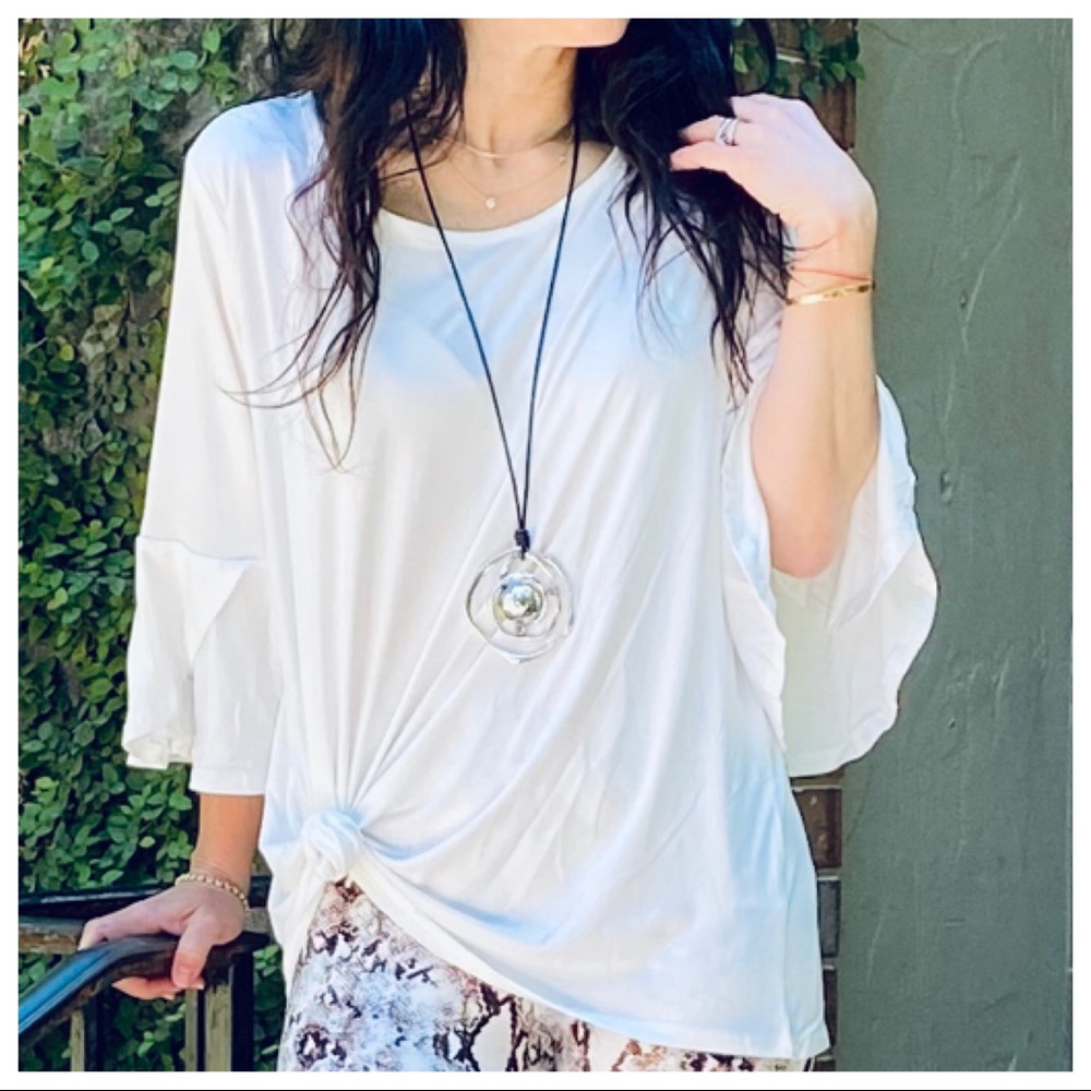 LOOSE FIT OFF WHITE BELL SLEEVES TUNIC TOP - Picture 2 of 8